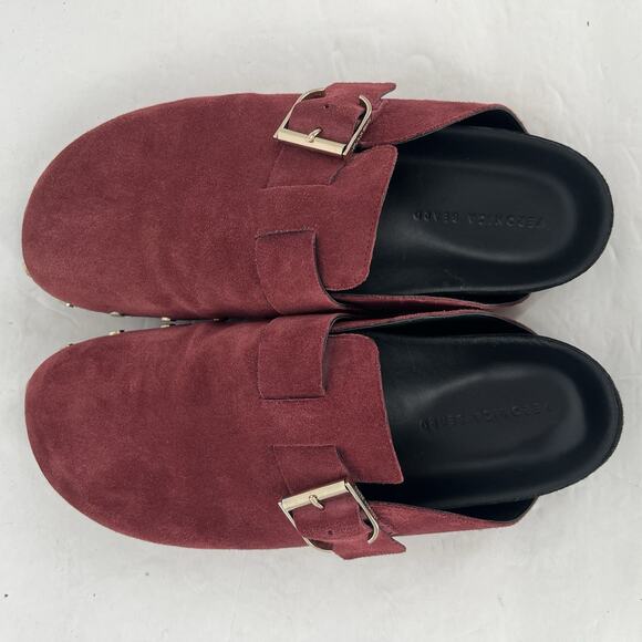 Veronica Beard Fern Suede Mule Clog Maroon Red Women's Size 9 - Picture 12 of 12